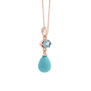 Collar con Colgante de Plata de Ley 925 y Turquesa con Cadena de Eslabones de Topacio Azul, Estilo Clásico para Uso Diario, Joyería Fina para Mujer - Product Image 5