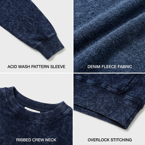 Sweat-shirt à col rond délavé à l'acide de qualité supérieure avec lettrage imprimé en relief 3D, style sportswear urbain, pull à épaules tombantes, streetwear décontracté - Product Image 6