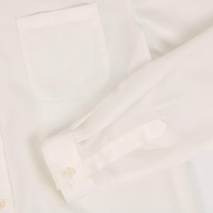 Chemise tunique blanche à manches longues pour femme avec col boutonné, tenue de bureau décontractée |   Fabricant de vêtements au Cambodge - Product Image 5