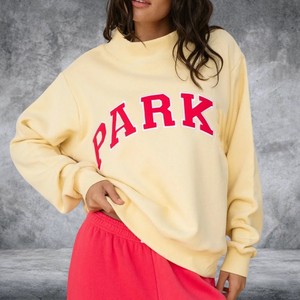 Sudadera de invierno gruesa y extragrande para mujer Parke con cuello simulado y hombros caídos, bordado de letras de chenilla personalizado, algodón OEM - Product Image 2