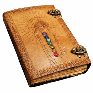 Diario de Cuero con Grabado de Piedra Medieval de los Siete Chakras, Libro de Sombras Hecho a Mano, Cuaderno de Oficina, Diario Universitario, Cuaderno de Bocetos - Product Image 4