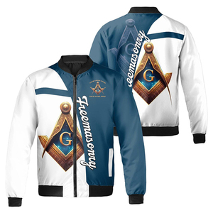 Blouson Bomber Maître Maçon Bleu Personnalisé 2025 – Qualité Supérieure, Imperméable Enduit, Hiver, Cuir de Vachette, Col Montant, Manches Longues - Product Image 1
