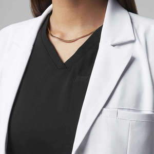 Tenue d'infirmière unisexe à manches courtes, uniforme d'hôpital d'été en coton tissé et polyester de haute qualité, blouse de laboratoire blanche, pantalon de jogging, logo personnalisé - Product Image 5