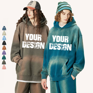 เสื้อฮู้ดดี้ไหมพรมหนานุ่มทรงหลวมสไตล์สตรีทแวร์แบบย้อมสีเอซิดสปริงฟรอนท์ ผลิตตามสั่ง (OEM) สำหรับผู้ชาย - Product Image 2