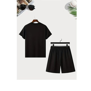 Ensemble T-shirt et short pour homme en coton 100% personnalisé, couleur au choix / Ensemble T-shirt et short pour homme imprimé à l'écran, style unique - Product Image 2