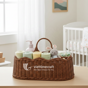 Organizador de Ratán Natural Vintage con Asa Arqueada Alta, Almacenamiento Ecológico para Guardería, Escritorio, Hogar y Oficina - Product Image 3