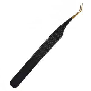 Pince à épiler pour extensions de cils à pointe en fibre avec logo personnalisé, poignée diamantée, pour volume de cils - Product Image 3