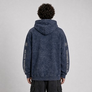 Sweat à capuche respirant et à séchage rapide pour hommes, en coton, effet délavé à l'acide, prix de gros, sweat à capuche épais délavé à l'acide pour garçons - Product Image 3