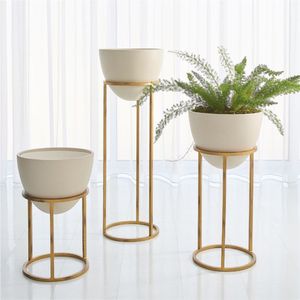 Maceta de Metal Dorada de Lujo con Soporte, Moderna Maceta Redonda de Hierro, Contenedor Decorativo para Plantas de Interior para Sala de Estar - Product Image 5