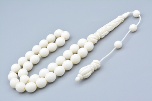 Misbaha en os naturel 99 perles, chapelet de prière islamique, logo personnalisé disponible - Product Image 3