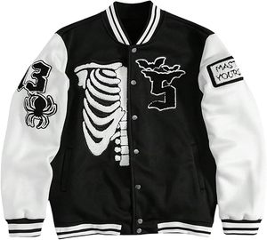 Chaqueta Universitaria Clásica de Moda – Chaqueta Bomber Estilo Letterman con Tela Resistente, Dobladillo Acanalado, Ropa Urbana Moderna para Hombre - Product Image 1