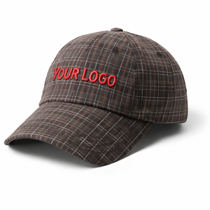 Gorra de Béisbol a Cuadros con Logotipo Personalizado, Gorra Bordada Estilo Dad Hat, Unisex, Diseño Vintage a Cuadros, Gorra Casual - Product Image 1