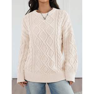 Suéteres de Punto Trenzado Extra Grandes de Estilo Coreano para Mujer, Ropa de Invierno Acogedora con Decoración de Botones, Talla XS para Otoño - Product Image 1