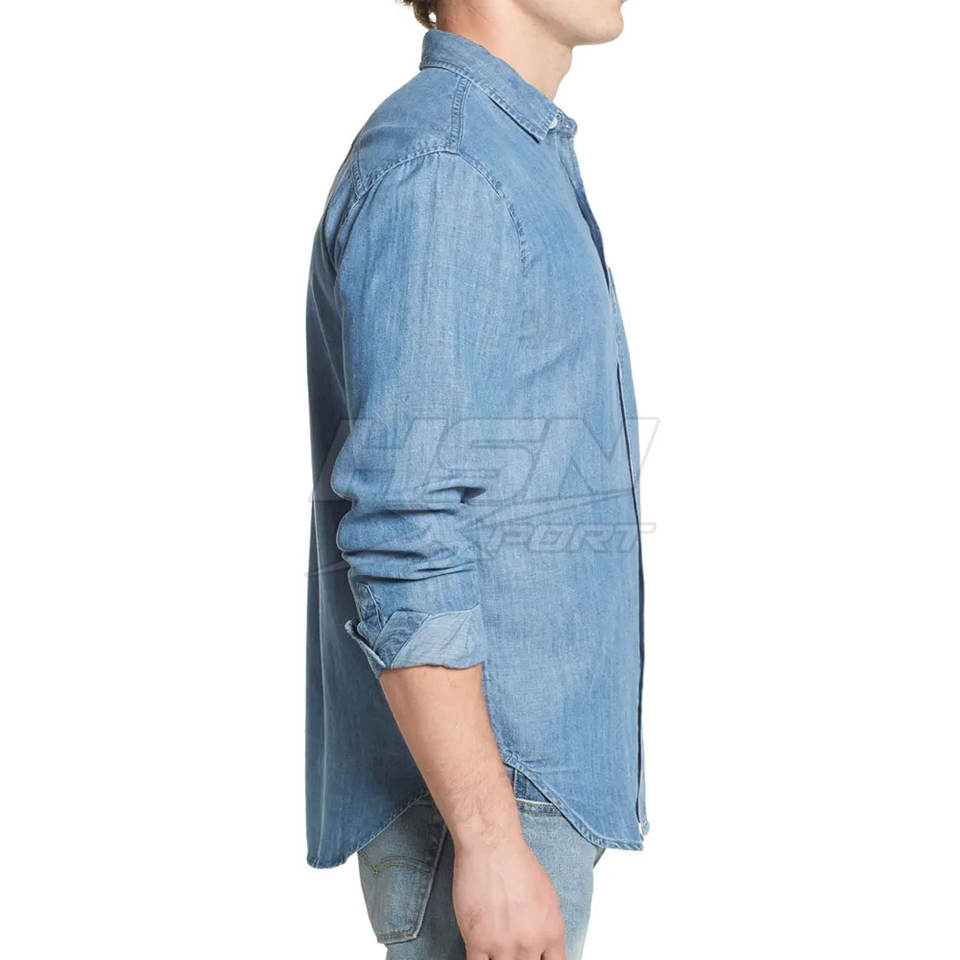 Classic Jeans Shirt for Men Custom Casual Button Down Long Sleeve Shirt ...