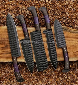 Professional 5-Piece Damascus Steel Handmade Chef Kitchen <b>Knives</b> Plastic Handles Drop Point Blade OEM Customizable-MS Enterprise - Product Image 2