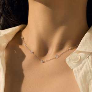 สร้อยคอเพชรแบบโซ่ 14k 18k ทองคำแท้ ทรงกลมแบบลอยตัว ประดับเพชรแล็บโกรว์ ทรงกลม 18 นิ้ว แบบโซลิแทร์ สำหรับใส่ทุกวัน สวยสง่า - Product Image 6
