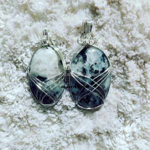 Vente en gros pas cher prix d'usine pierre d'agate naturelle guérison en vrac lapis lazuli ovale fil enveloppé de pierres précieuses bijoux pendentif collier - Product Image 5