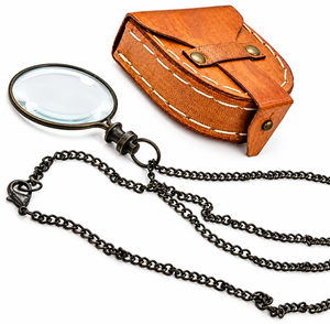 Lupa de Mano Portátil con Estuche de Cuero Vintage y Cadena Metálica Antigua para Coleccionistas, Biblioteca y Oficina - Product Image 6