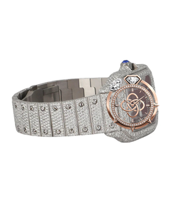 Luxury Men’s Diamond <b>Watch</b> Red Dial Square <b>Case</b> Stainless Steel Bracelet <b>Watch</b> Full Crystal Iced Out Quartz Wristwatch - Product Image 4