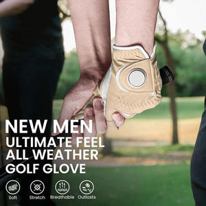 Gants de golf de luxe en cuir Cabretta blanc PROVEN ENTERPRISES pour droitier, fermeture à bouton, sangle de poignet réglable, poignées ergonomiques - Product Image 1