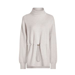 Sudadera de Felpa para Mujer, Talla Grande, de Invierno, Casual, de Color Sólido, con Cintura Ajustada, Manga Larga, Bordada, 100% Algodón Lavado - Product Image 6
