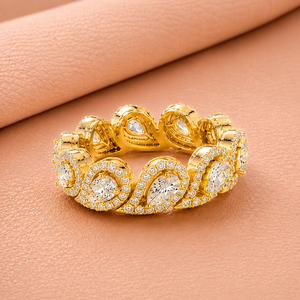 Anillo de Eternidad de Lujo con Diamantes Cultivados en Laboratorio, Corte Pera, Halo, Certificado IGI, para Mujer, Oro Amarillo/Blanco/Rosa, Anillo de Aniversario de Bodas - Product Image 2