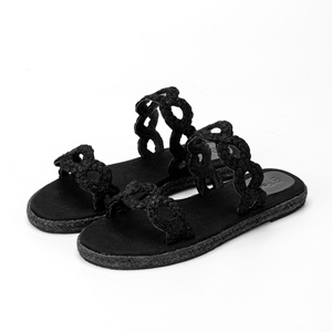 Alpargatas tejidas de yute para mujer, y ODM OEM, sandalias negras, dos correas, Punta abierta, cierre sin cordones, transpirable, hecho en Bangladesh - Product Image 2