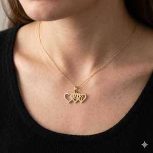 Custom 10K <b>Gold</b> Initial Alphabet <b>Pendant</b> Triple Heart Shape Iced Natural Diamond for Romantic Valentine's Day Anniversary Gifts - Product Image 2