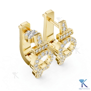 Pendientes de Aro Geométricos con Diamantes CVD HPHT Cultivados en Laboratorio, Chapados en Oro Sólido de 14K, Joyería Fina de Lujo para Mujer, para Bodas - Product Image 2