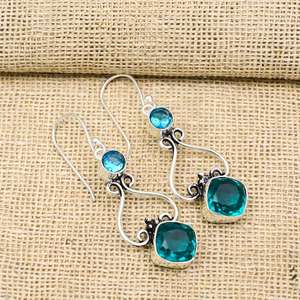 Indicolite Gemstone Jewelry 925 Sterling Silver Earrings Handmade <b>Spiritual</b> Jewelry Adjustable Ring <b>Gift</b> <b>For</b> <b>Her</b> - Product Image 1