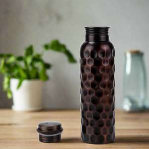 Pure Copper Water <b>Bottle</b> 1 Litre Leak-Proof Ayurvedic <b>Flask</b> Handmade Yoga Health Benefits <b>Bottle</b> for Hydration Eco-Friendly. - Product Image 4