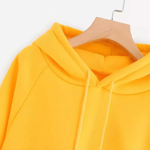 Sudadera con Capucha Amarilla Sólida para Mujer, Informal, de Manga Larga, de Algodón Tejido, con Bolsillos, Transpirable, para Otoño, Forrada - Product Image 3