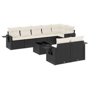 Conjunto de Sofá de Ratán Moderno para Exteriores, Color Negro con Cojines Crema, Muebles de Jardín Impermeables, Diseño Contemporáneo - Product Image 4
