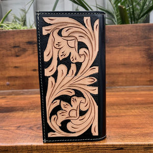 Vente en gros de long portefeuille mince en cuir usiné à la main pour hommes en cuir véritable perlé multi-fonction porte-cartes de crédit portefeuille de luxe - Product Image 5