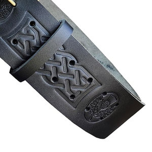 Ceintures de kilt traditionnelles écossaises en cuir 100% de haute qualité pour garçons, motif Thistle Black Belt, fournitures d'usine - Product Image 3