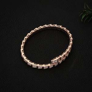 Ice Look Jewelry S925 Rose Gold Plated Oval <b>Bangle</b> <b>Bracelet</b> with Moissanite Geometric Cuff for Women Gift Party - Product Image 2