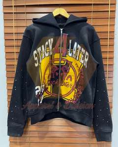 <b>Red</b> Washed Zip Hoodie <b>Men</b> Vintage Streetwear <b>Sweatshirt</b> Graphic Print Fleece Hooded Jacket Winter - Product Image 4