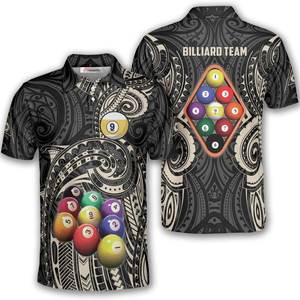 Camiseta Polo de Billar para Hombre, Manga Corta, Estampado Digital, Transpirable, Informal, con Diseño de Bolas de Billar - Product Image 1