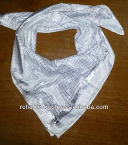 Otoño/Invierno moda logotipo personalizado Digital impreso estilo largo cuadrado poliéster brillante Lurex Check diseño chales tradicionales - Product Image 2