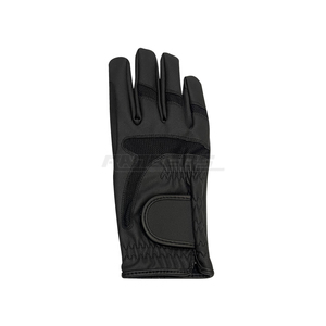 Gants d'équitation en cuir noir, doigts tactiles, antidérapants, logo embossé, entraînement équestre, tailles personnalisées et OEM - Product Image 2