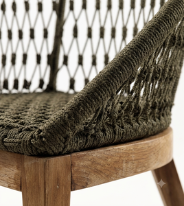 Chaise de salle à manger d'extérieur moderne en corde tressée, fauteuil en bois de teck massif pour jardin, patio, restaurant, hôtel, café - Vente en gros de mobilier - Product Image 4