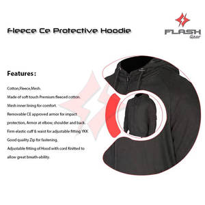 Sweat à capuche en polaire noir pour homme, sur mesure, avec protection CE renforcée aux coudes, au dos et aux bras, vêtements de course haut de gamme, sweat à capuche pour moto - Product Image 2