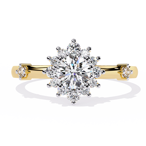 Bijoux fins, bague solitaire en diamant, forme ronde, diamants cultivés en laboratoire, alliance halo, bague de fiançailles, diamant CVD - Product Image 1