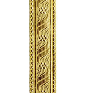 Ribete de Jacquard Dorado Personalizado con Borde Festoneado para Uniformes de Oficiales, Decoración de Disfraces y Costura de Prendas - Product Image 1