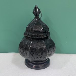 Artisan Design Moroccan Iron Etched <b>Lantern</b> with <b>Black</b> Finish for Home Decoration - Product Image 3