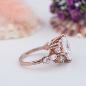 <b>Custom</b> Fine Jewelry Luxury Gold Plated/Rose Gold Plated 925 Silver Moissanite Wedding Engagement <b>Rings</b> for Party Gifts - Product Image 4