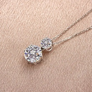 Collier élégant en argent sterling 925 avec pendentif rond en moissanite de 3,0 carats et chaîne à maillons, pour femme, à porter au quotidien - Product Image 5