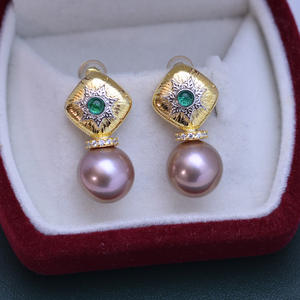 ต่างหูมุกน้ำจืดสีขาวม่วง 11-12 มม. สไตล์เกาหลีสำหรับผู้หญิง ตัวเรือนเงินแท้ S925 ดีไซน์ห้อยระย้า แสงสว่าง โดดเด่น สง่างาม - Product Image 4