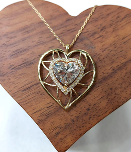 Collar con Colgante de Circonia Cúbica en Forma de Corazón, Chapado en Oro de 18K, Cadena de Aleación, Joyería Romántica para Mujer para Uso Diario - Product Image 5