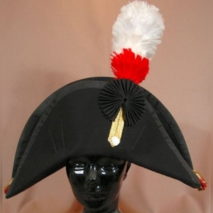 French Napoleonic era military-style bicorne reenactment hat, often featuring a decorative cockade and plume - Product Image 5